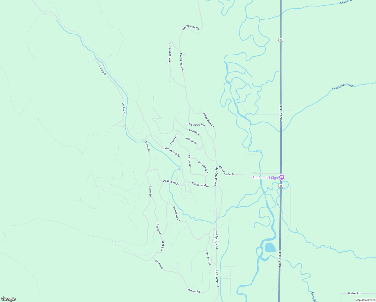 map of restaurants, bars, coffee shops, grocery stores, and more near 3913 Yarrow Drive in New Meadows