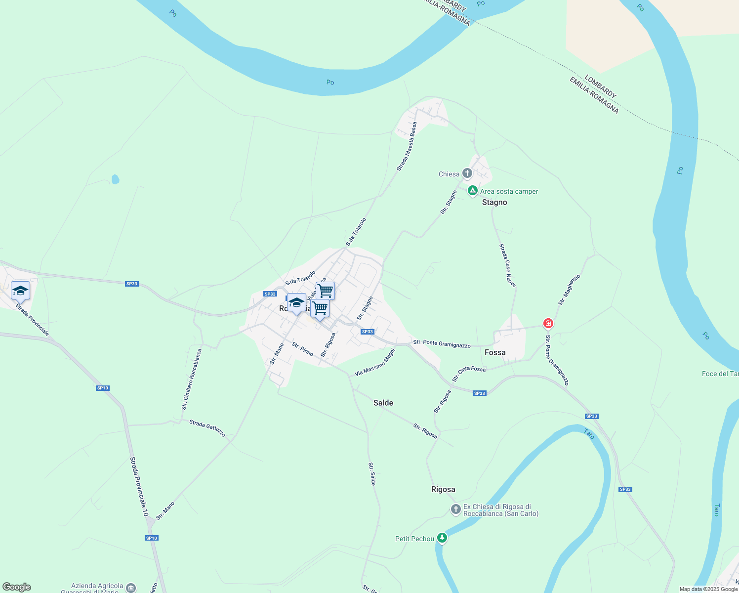 map of restaurants, bars, coffee shops, grocery stores, and more near 2 Via Usodimare in Roccabianca
