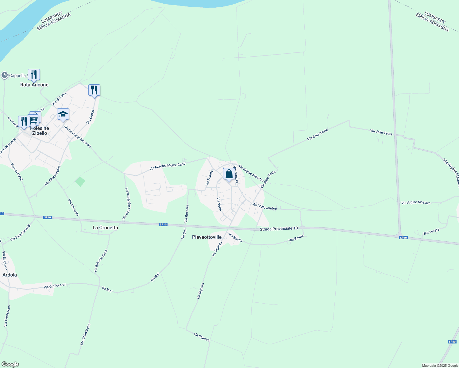 map of restaurants, bars, coffee shops, grocery stores, and more near 10 Via IV Novembre in Pieveottoville