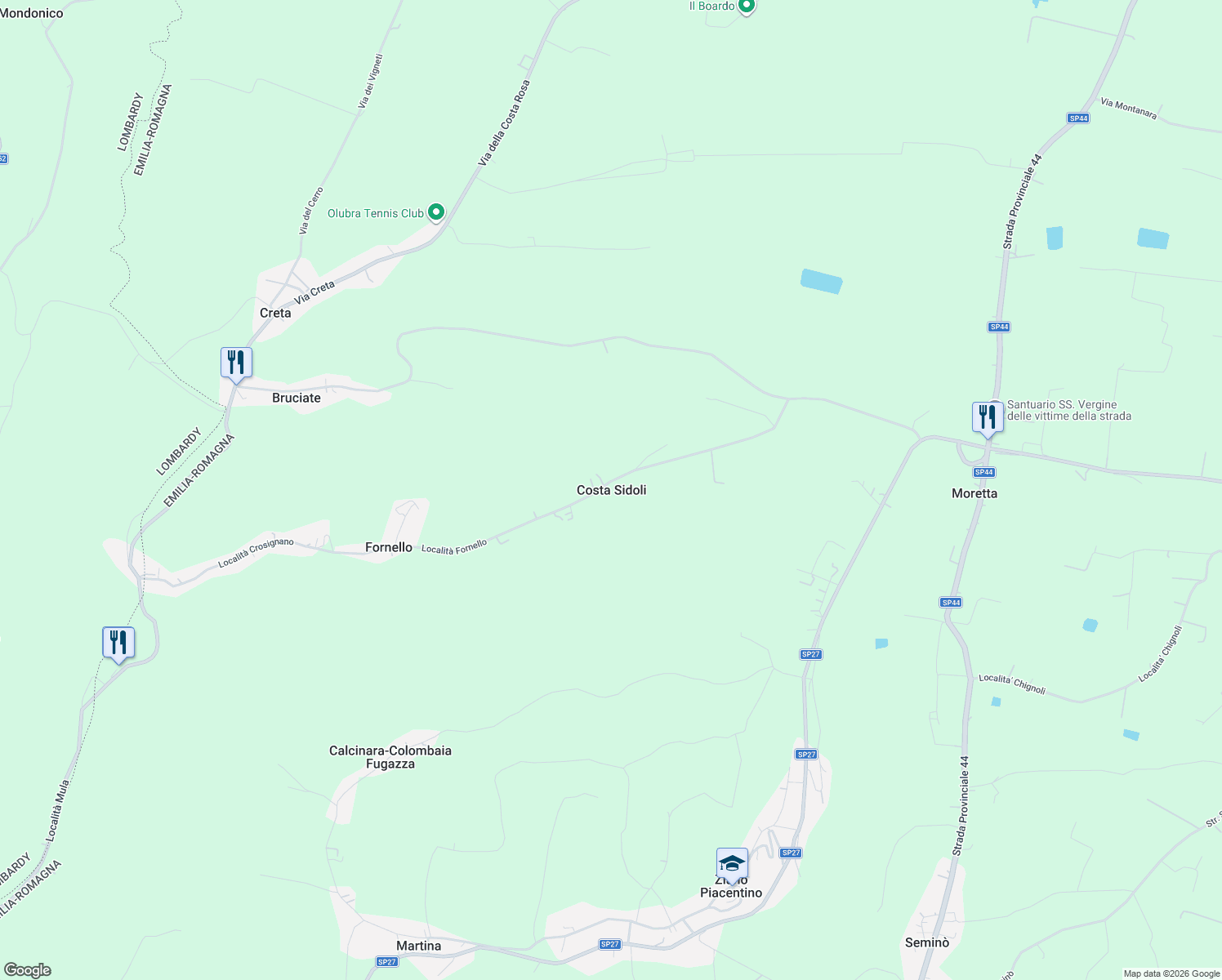 map of restaurants, bars, coffee shops, grocery stores, and more near 234 Località Costa Sidoli in Costa Sidoli