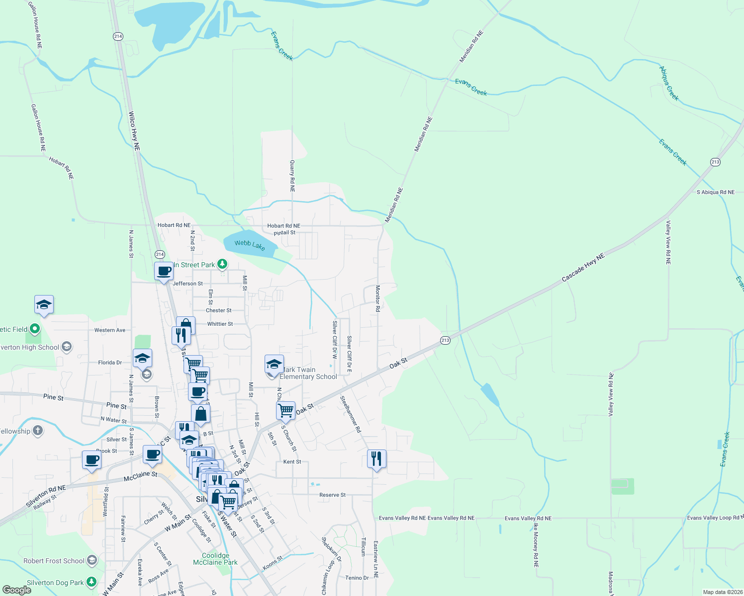 map of restaurants, bars, coffee shops, grocery stores, and more near 1075 Sage Street in Silverton