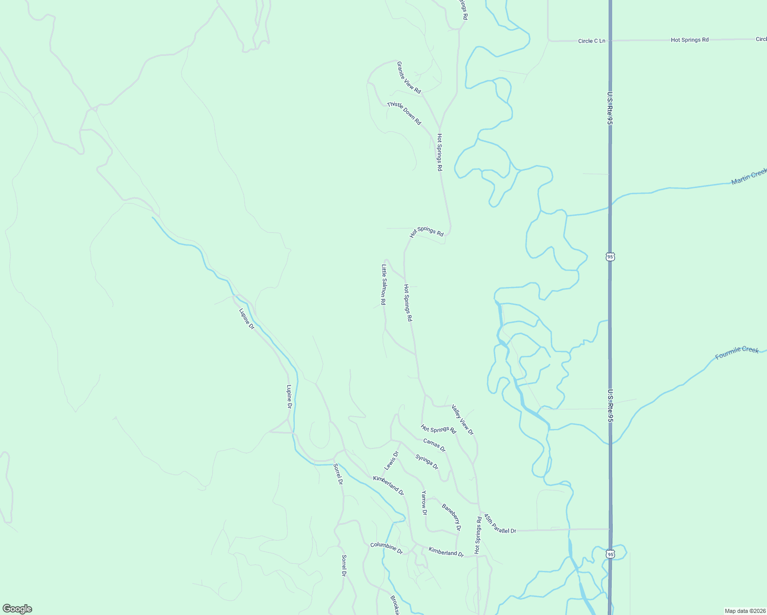 map of restaurants, bars, coffee shops, grocery stores, and more near 4031 Little Salmon Road in New Meadows