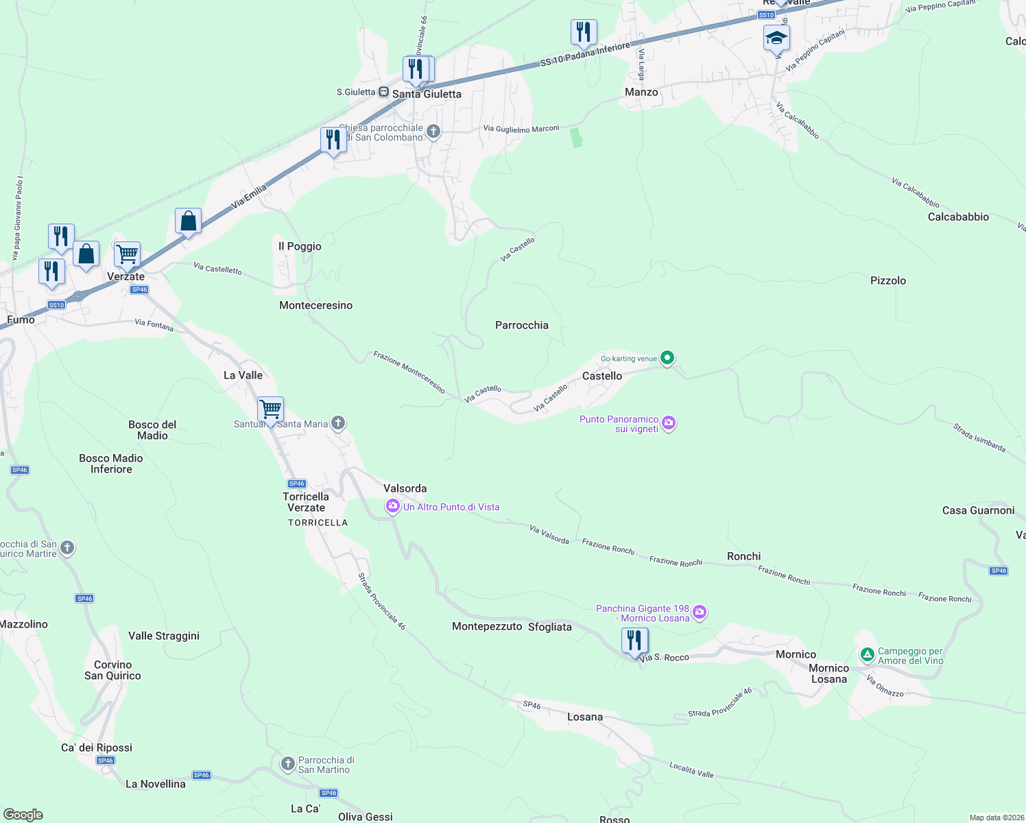map of restaurants, bars, coffee shops, grocery stores, and more near 7 Via Castello in Castello