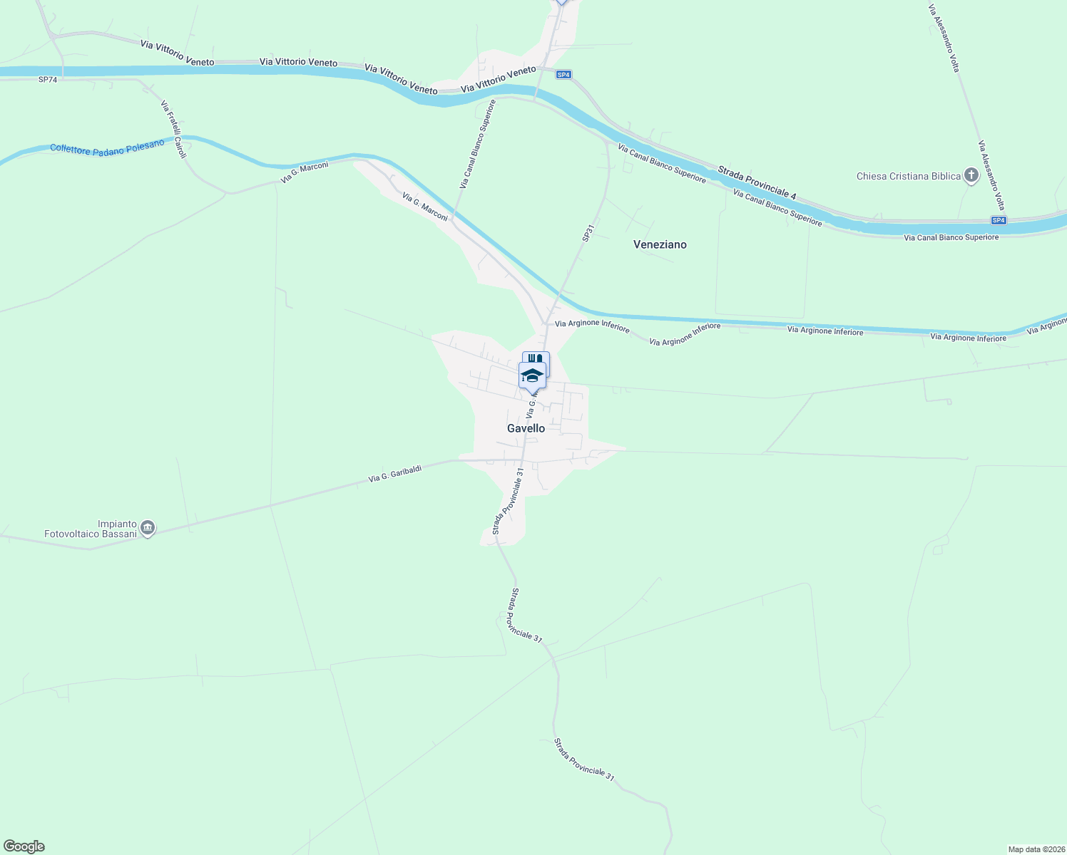 map of restaurants, bars, coffee shops, grocery stores, and more near 5 Via A. Ballotta in Gavello
