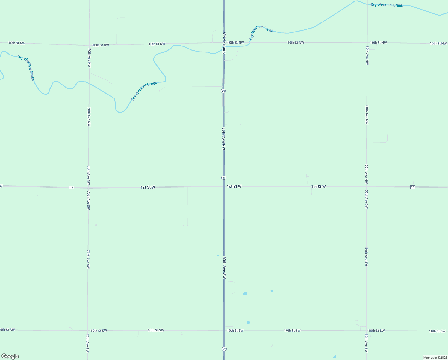 map of restaurants, bars, coffee shops, grocery stores, and more near 135 60th Avenue Northwest in Montevideo