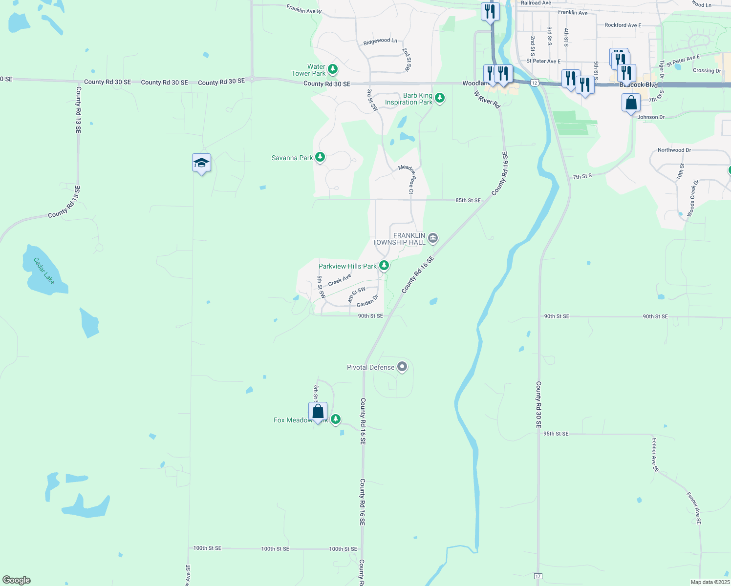 map of restaurants, bars, coffee shops, grocery stores, and more near 330 4th St SW in Delano