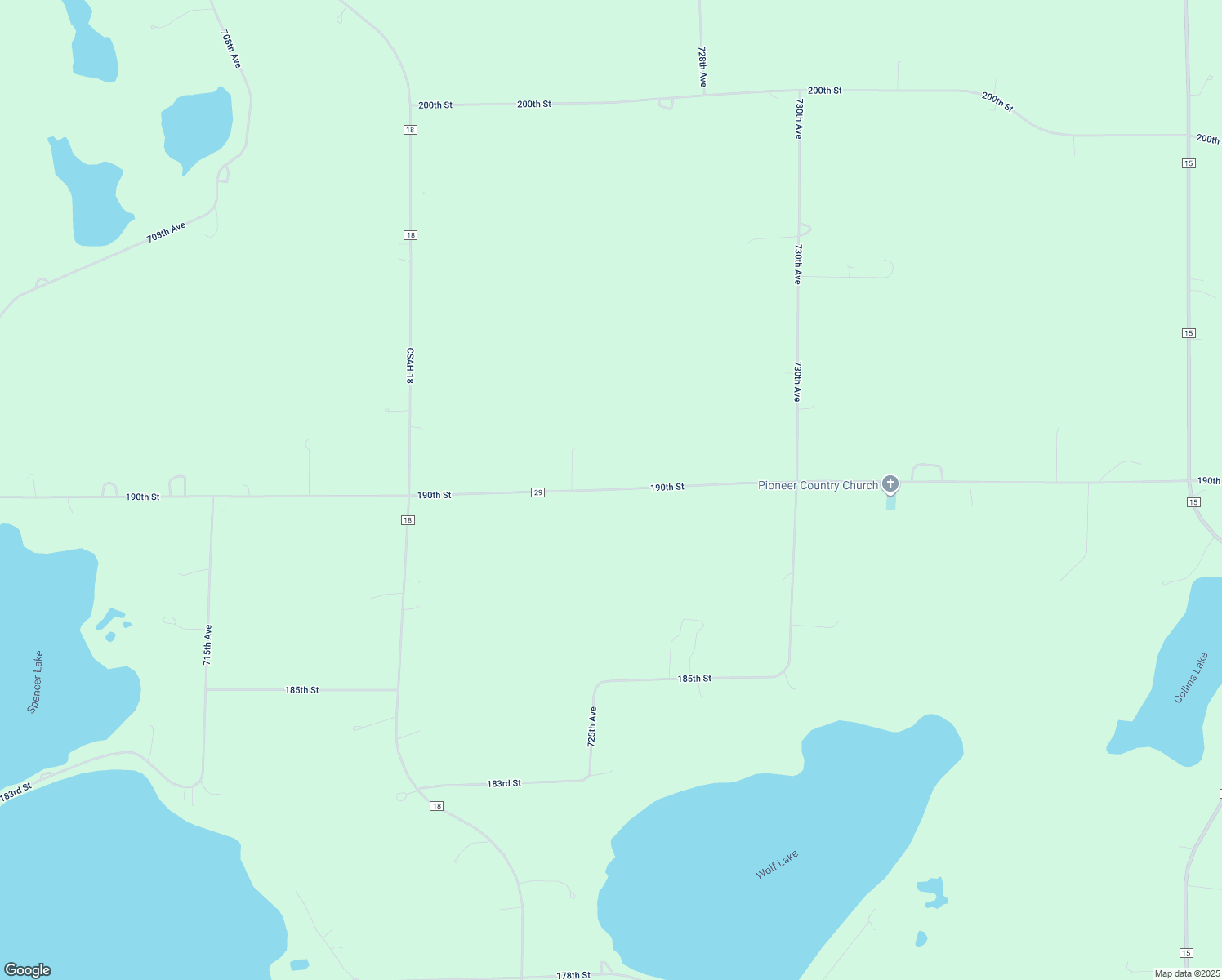 map of restaurants, bars, coffee shops, grocery stores, and more near 72306 190th Street in Dassel