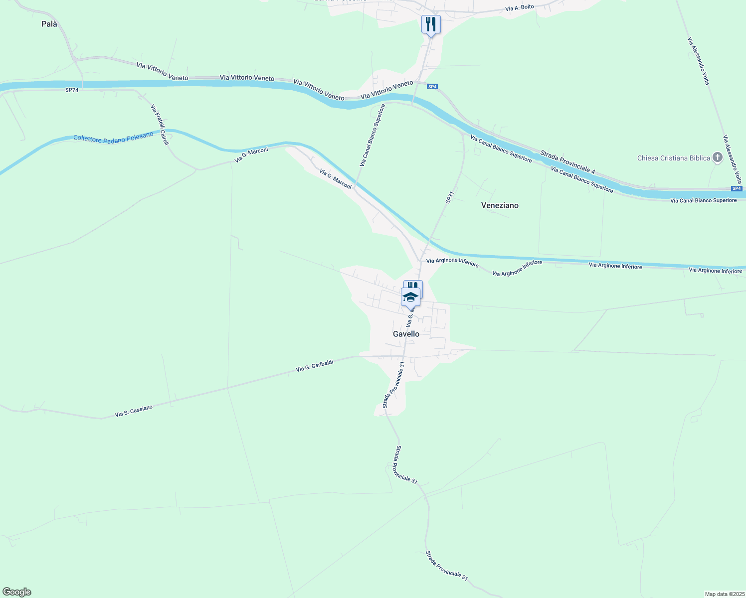 map of restaurants, bars, coffee shops, grocery stores, and more near 28 Via P. Nenni in Gavello