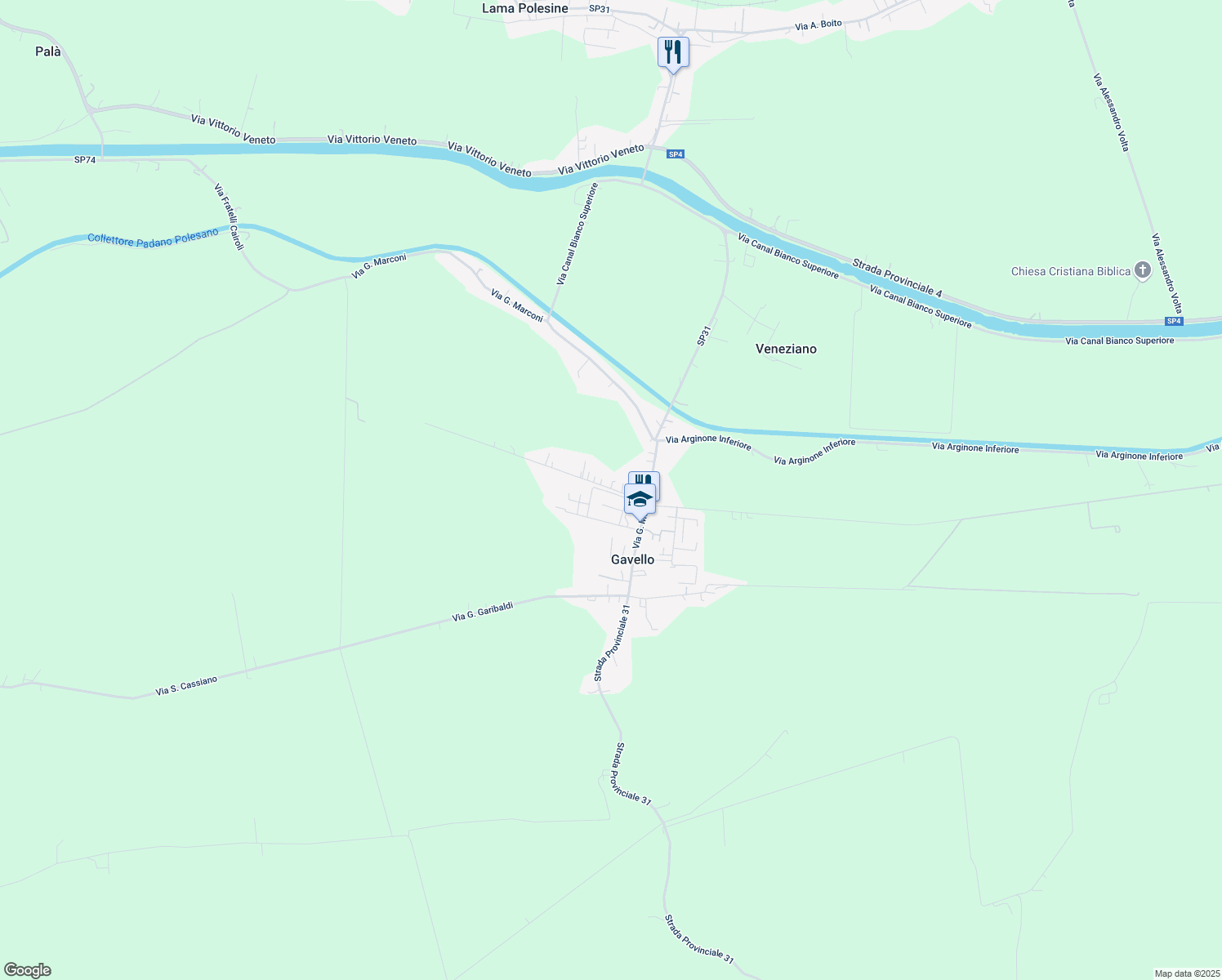 map of restaurants, bars, coffee shops, grocery stores, and more near 23 c Via A. Gramsci in Gavello