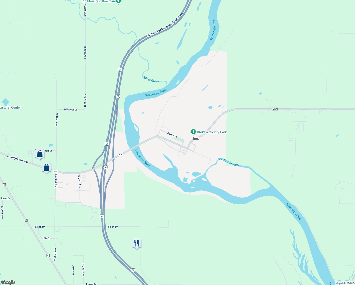 map of restaurants, bars, coffee shops, grocery stores, and more near 404 Everest Avenue in Brokaw