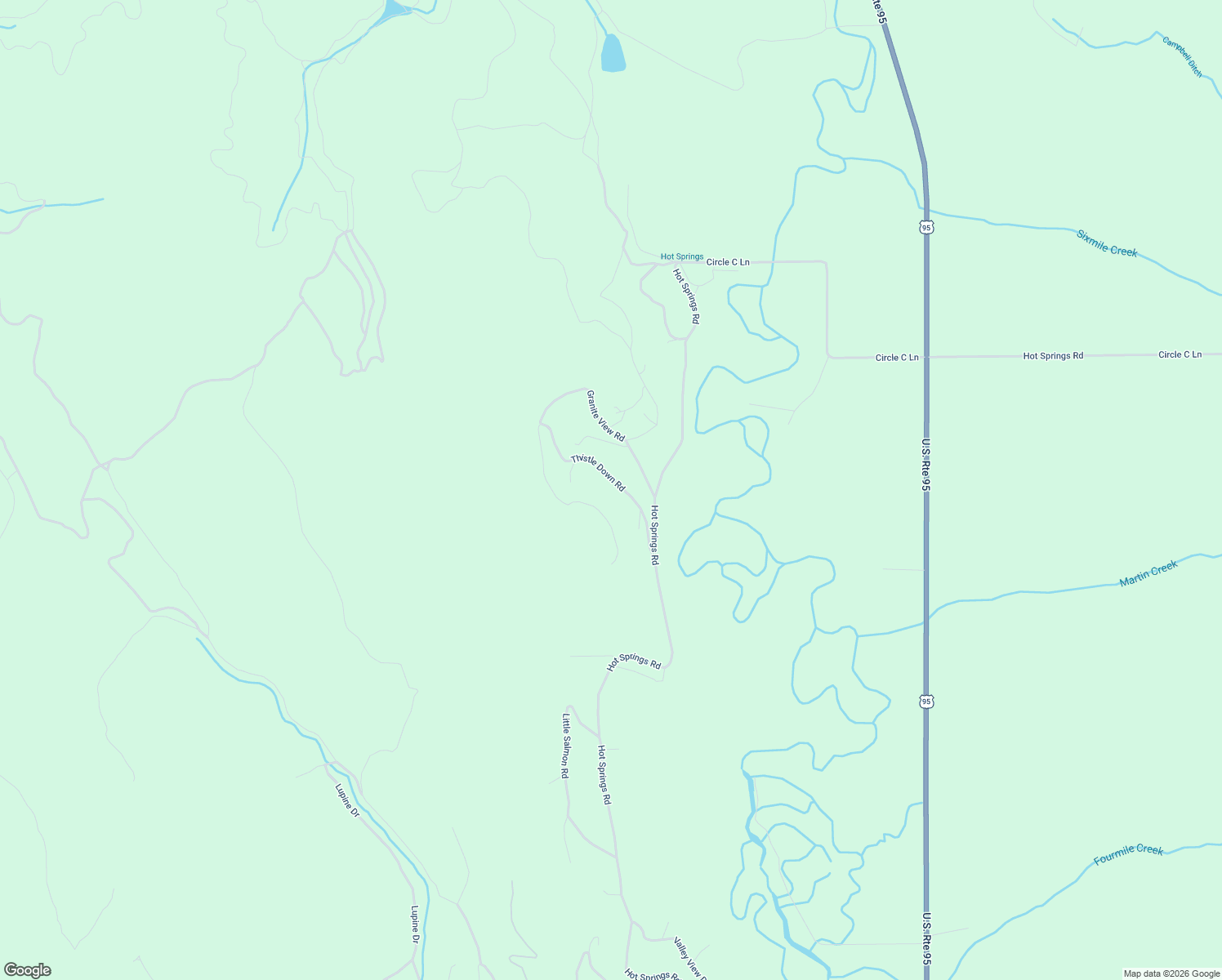 map of restaurants, bars, coffee shops, grocery stores, and more near 4021 Granite View Road in New Meadows