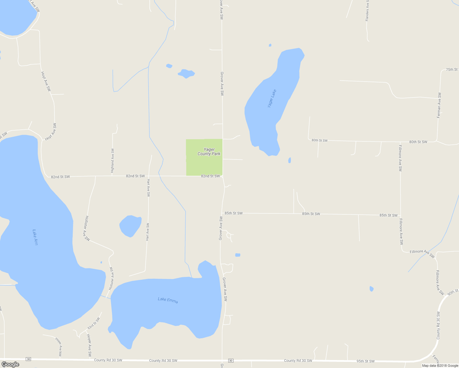 map of restaurants, bars, coffee shops, grocery stores, and more near 8304 Grover Avenue Southwest in Waverly