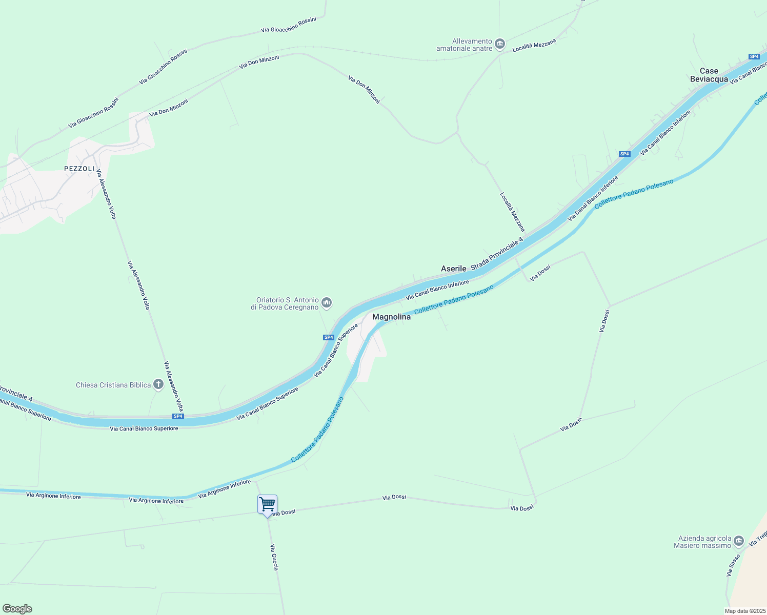 map of restaurants, bars, coffee shops, grocery stores, and more near 20 Via Canal Bianco Inferiore in Magnolina