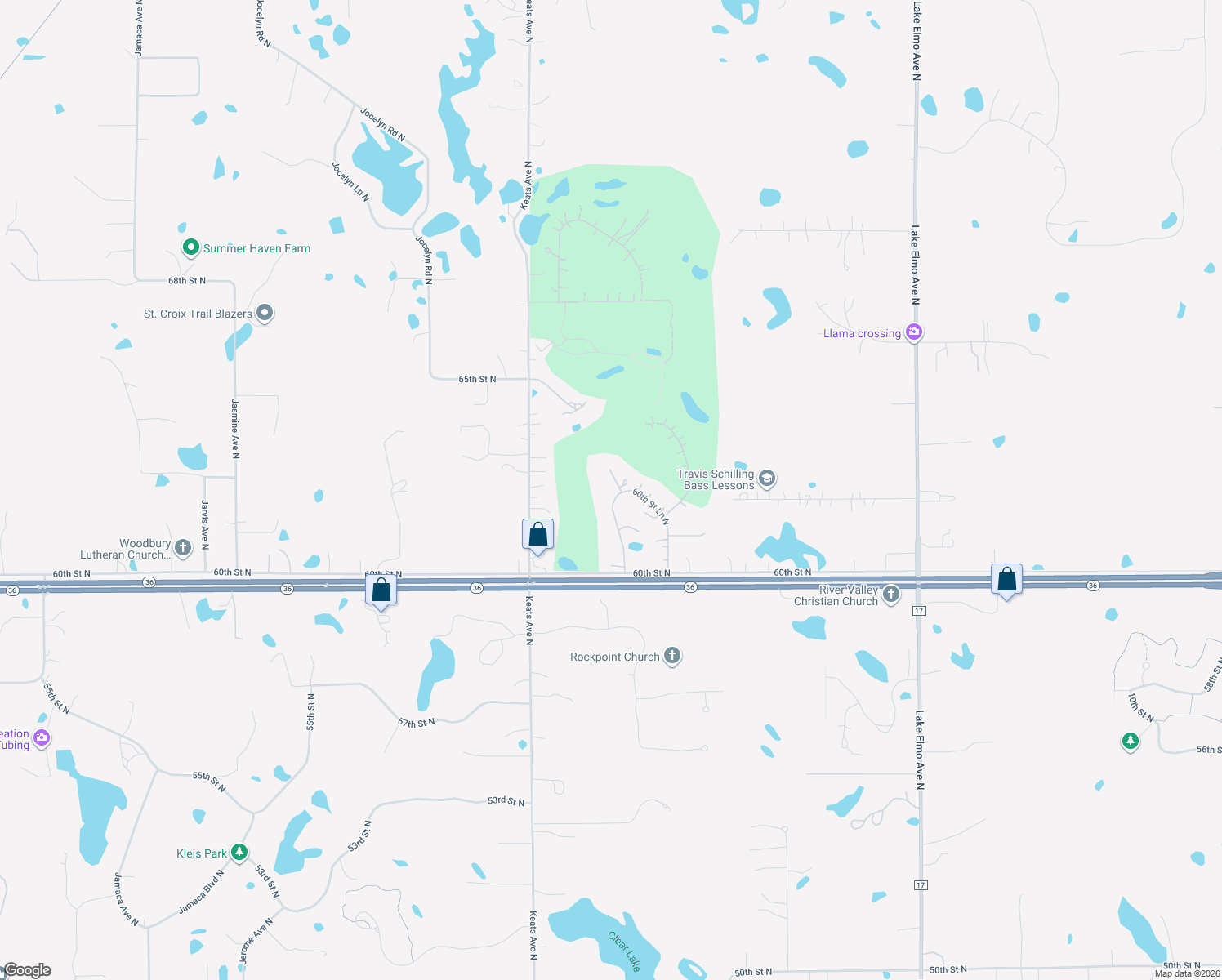map of restaurants, bars, coffee shops, grocery stores, and more near 6210 Kelvin Avenue North in Stillwater