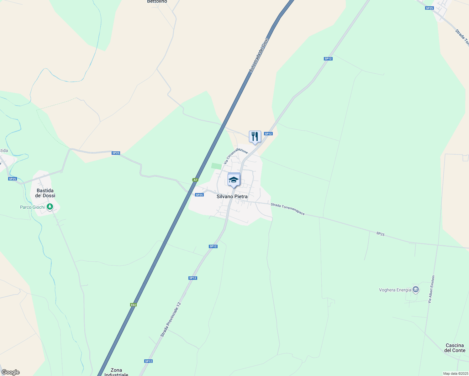 map of restaurants, bars, coffee shops, grocery stores, and more near Strada Provinciale 12 in Silvano Pietra