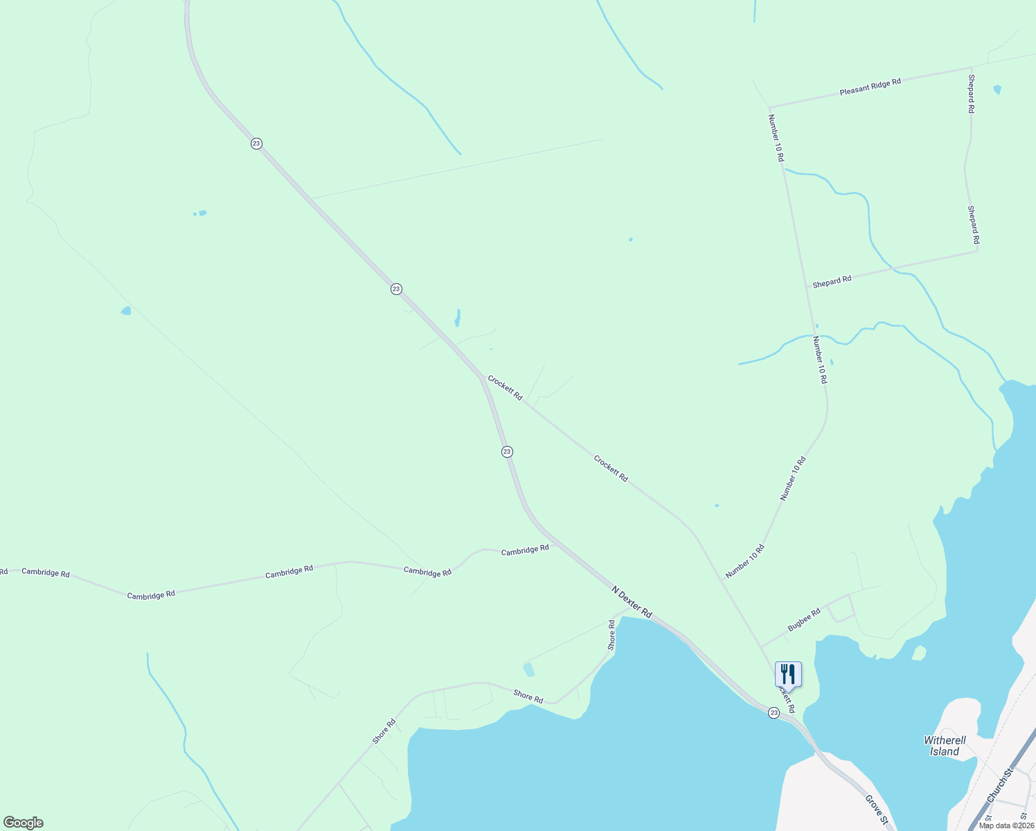 map of restaurants, bars, coffee shops, grocery stores, and more near 270 Crockett Road in Dexter