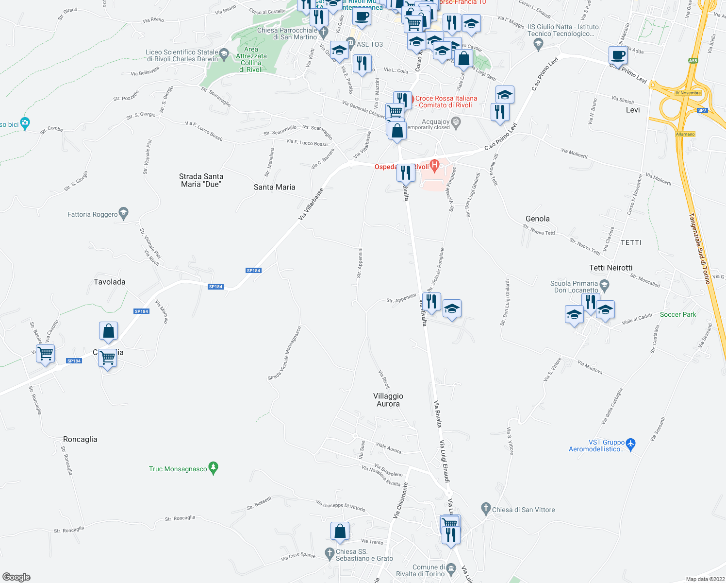 map of restaurants, bars, coffee shops, grocery stores, and more near in 