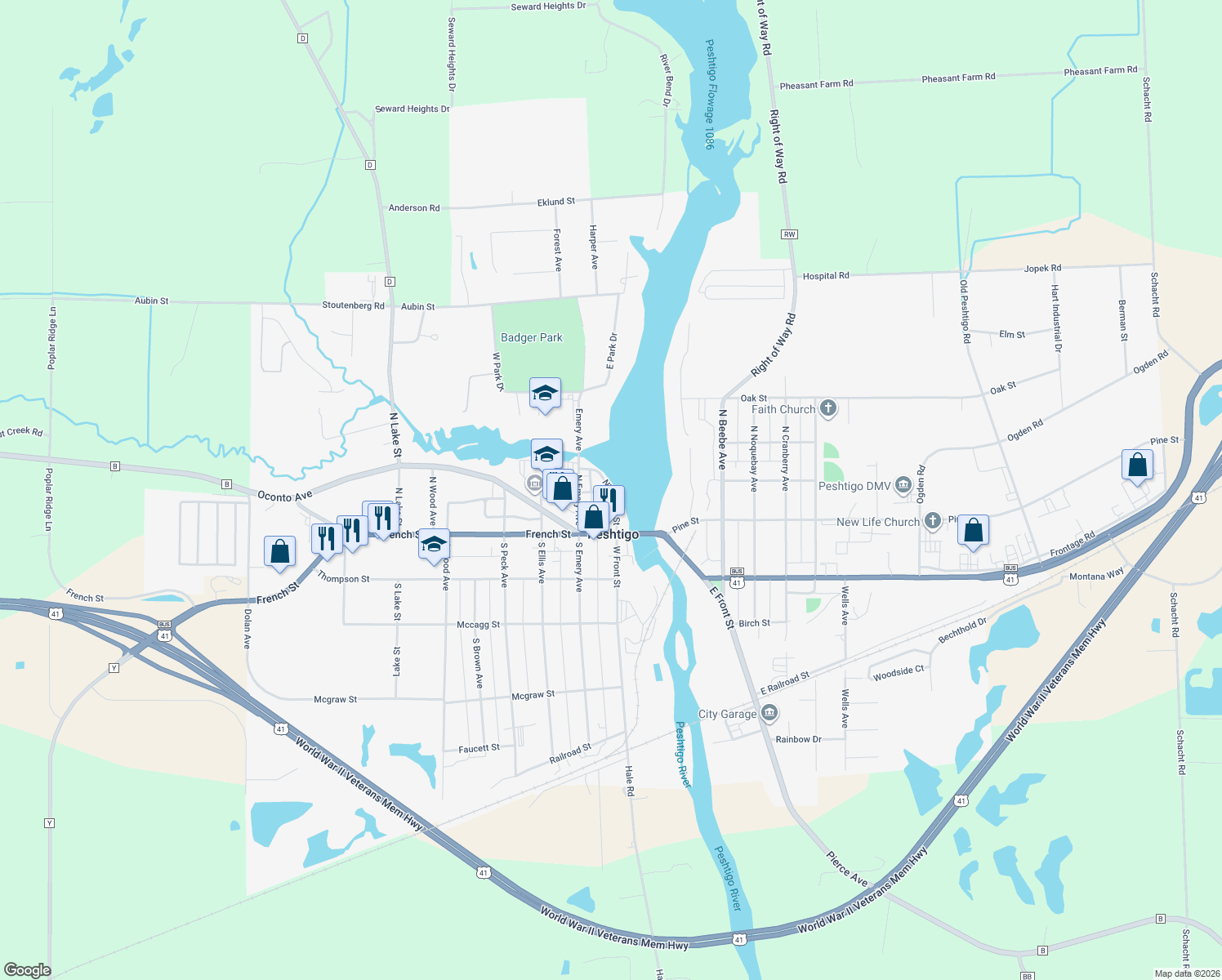 151 Northwest Front Street, Peshtigo WI Walk Score