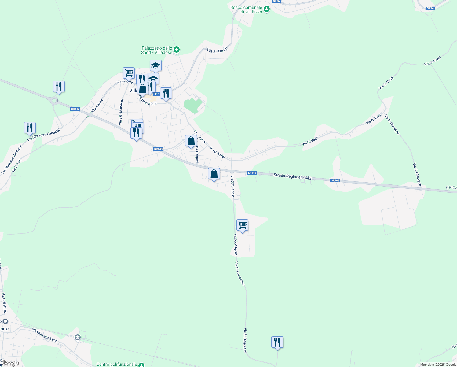 map of restaurants, bars, coffee shops, grocery stores, and more near 7 Via dell'Artigianato in Villadose