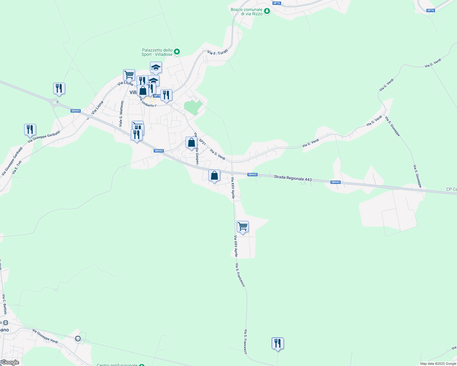 map of restaurants, bars, coffee shops, grocery stores, and more near 7 Via dell'Artigianato in Villadose