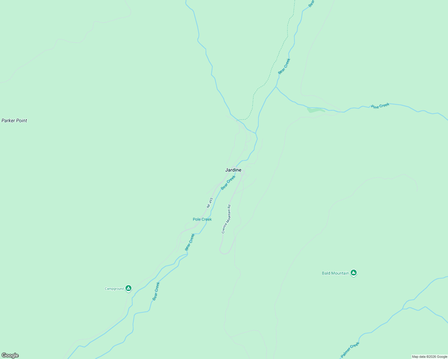 map of restaurants, bars, coffee shops, grocery stores, and more near 196 National Forest Development Road 493 in Gardiner