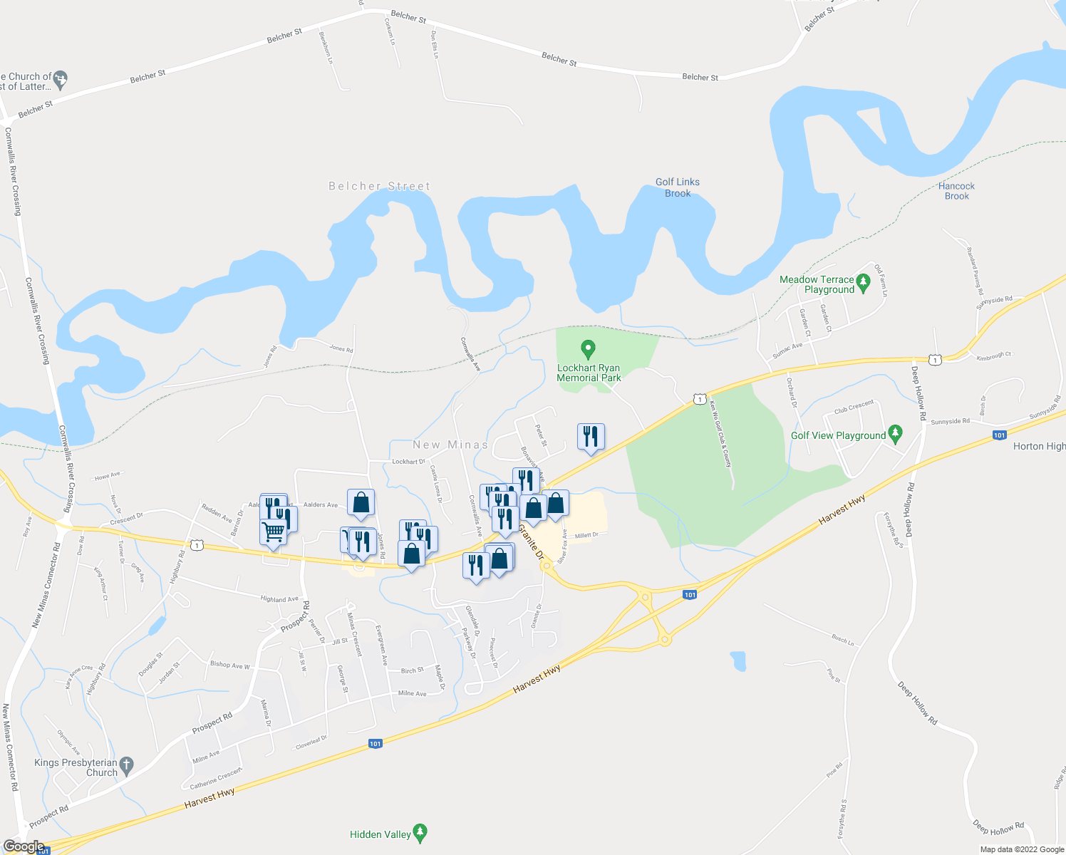 map of restaurants, bars, coffee shops, grocery stores, and more near 35 Peter Street in Kings County