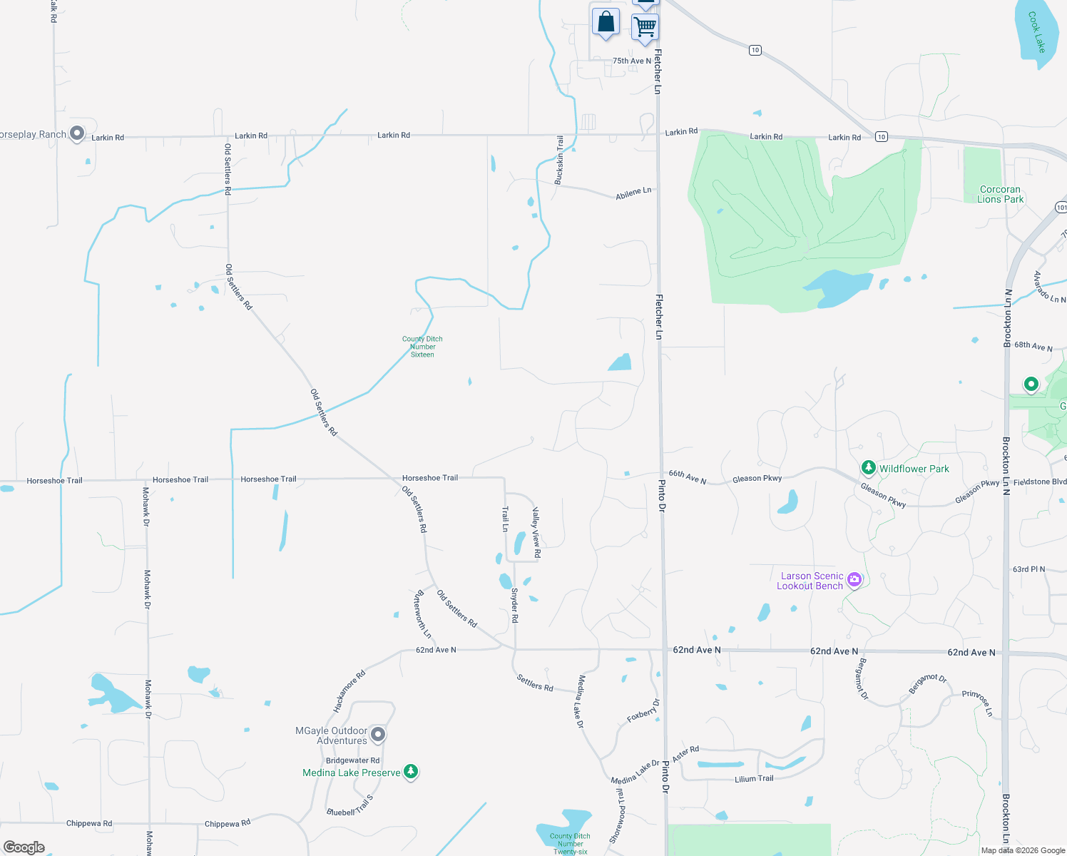 map of restaurants, bars, coffee shops, grocery stores, and more near 6685 Trail Lane in Corcoran