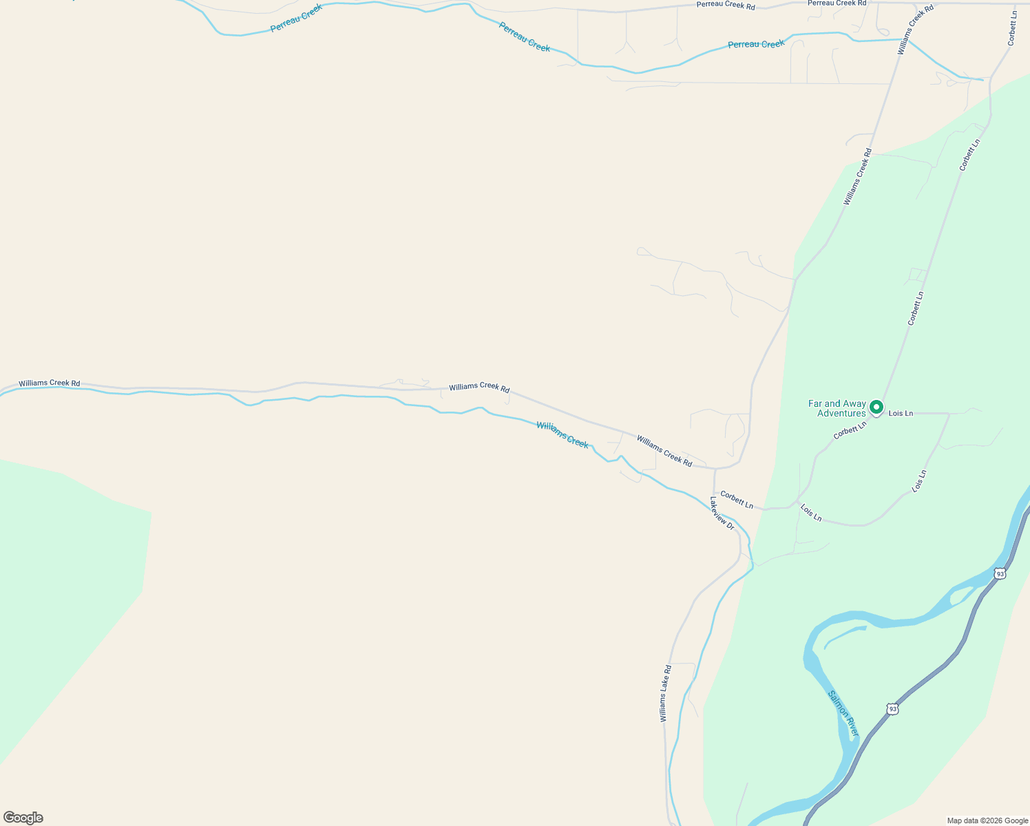 map of restaurants, bars, coffee shops, grocery stores, and more near 1-99 Creekside Lane in Salmon