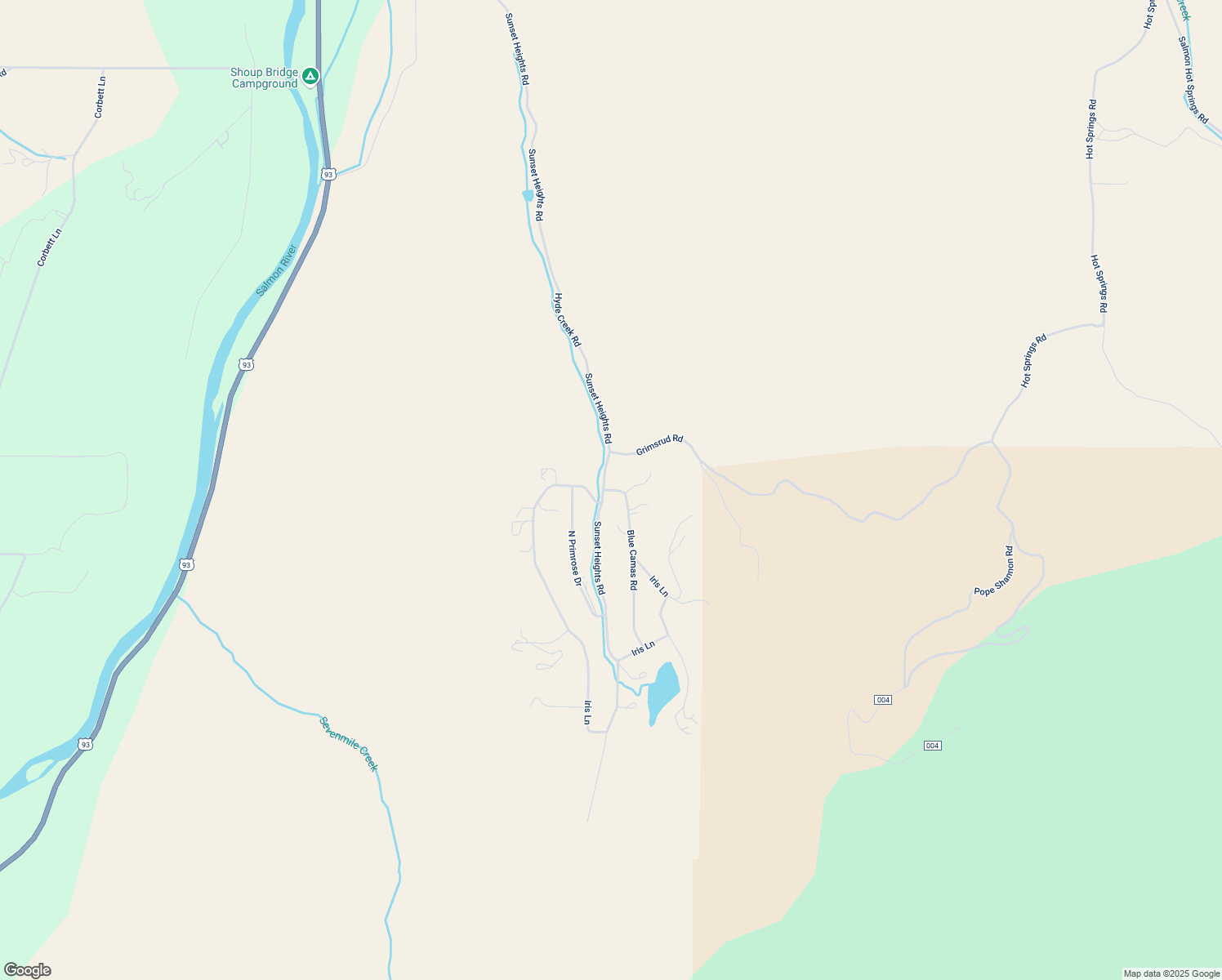 map of restaurants, bars, coffee shops, grocery stores, and more near 10 Blue Camas Road in Salmon