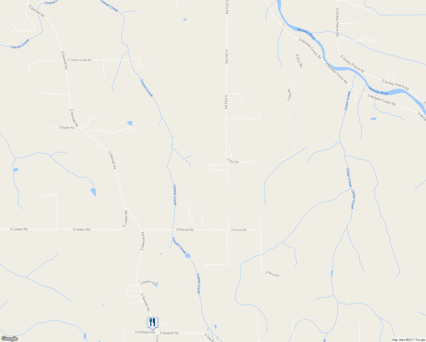 map of restaurants, bars, coffee shops, grocery stores, and more near 15645 South Tall Timber Lane in Molalla