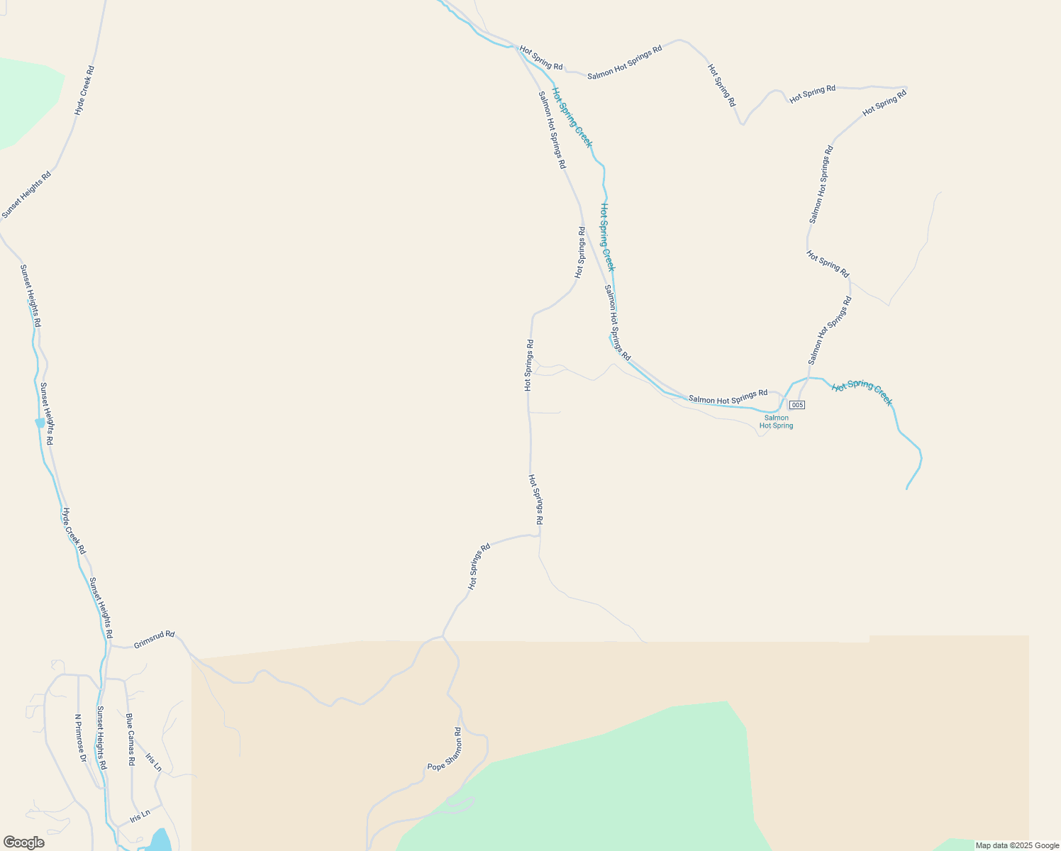 map of restaurants, bars, coffee shops, grocery stores, and more near Hot Springs Road in Salmon