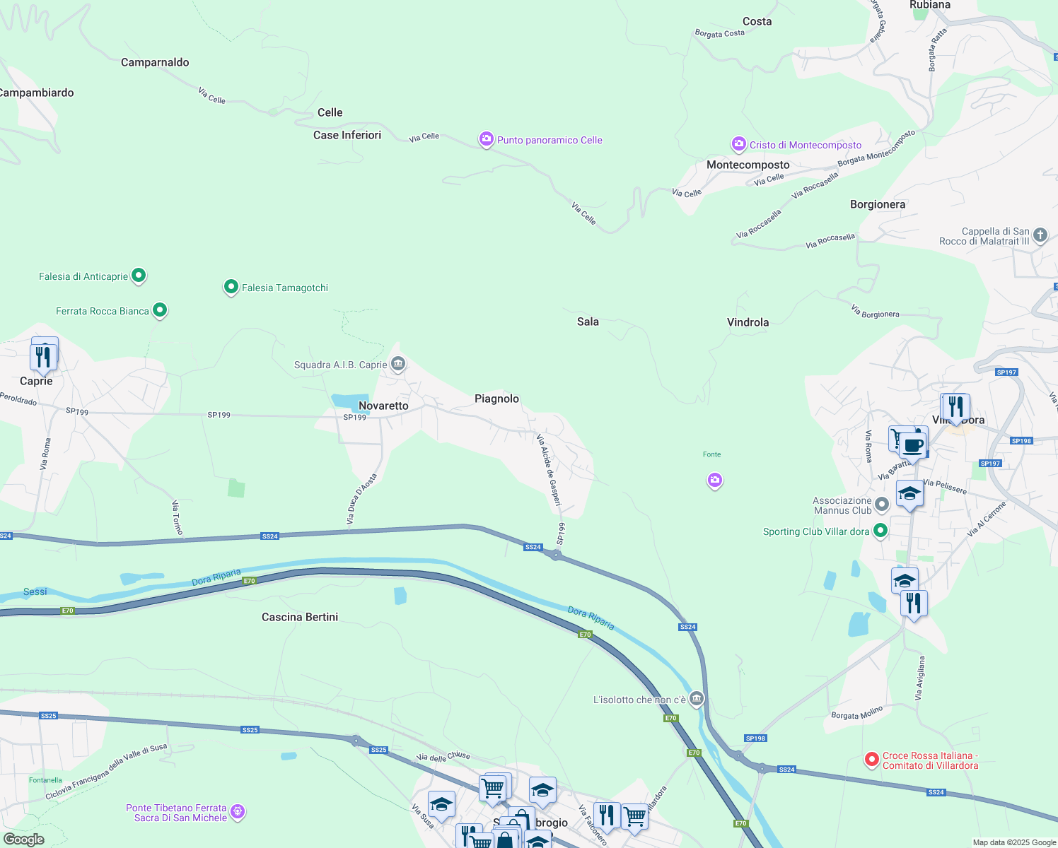map of restaurants, bars, coffee shops, grocery stores, and more near 4 Via Celle in Novaretto