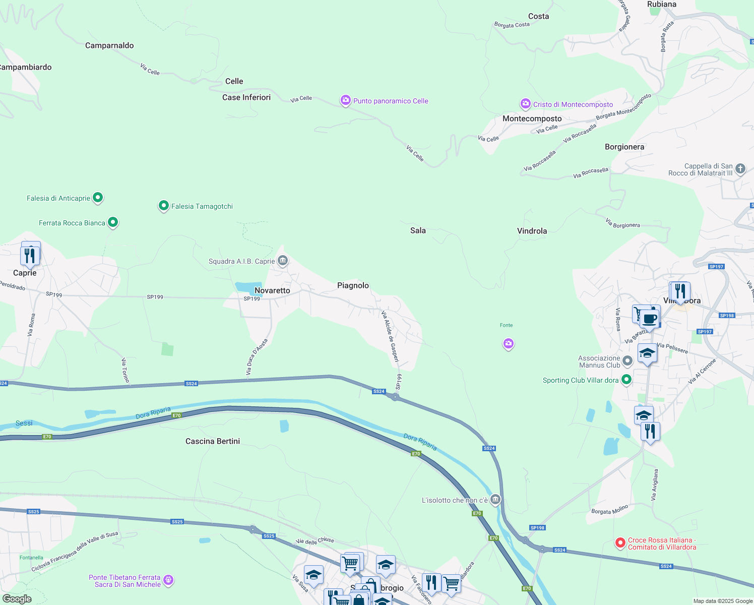 map of restaurants, bars, coffee shops, grocery stores, and more near 4 Via Celle in Novaretto