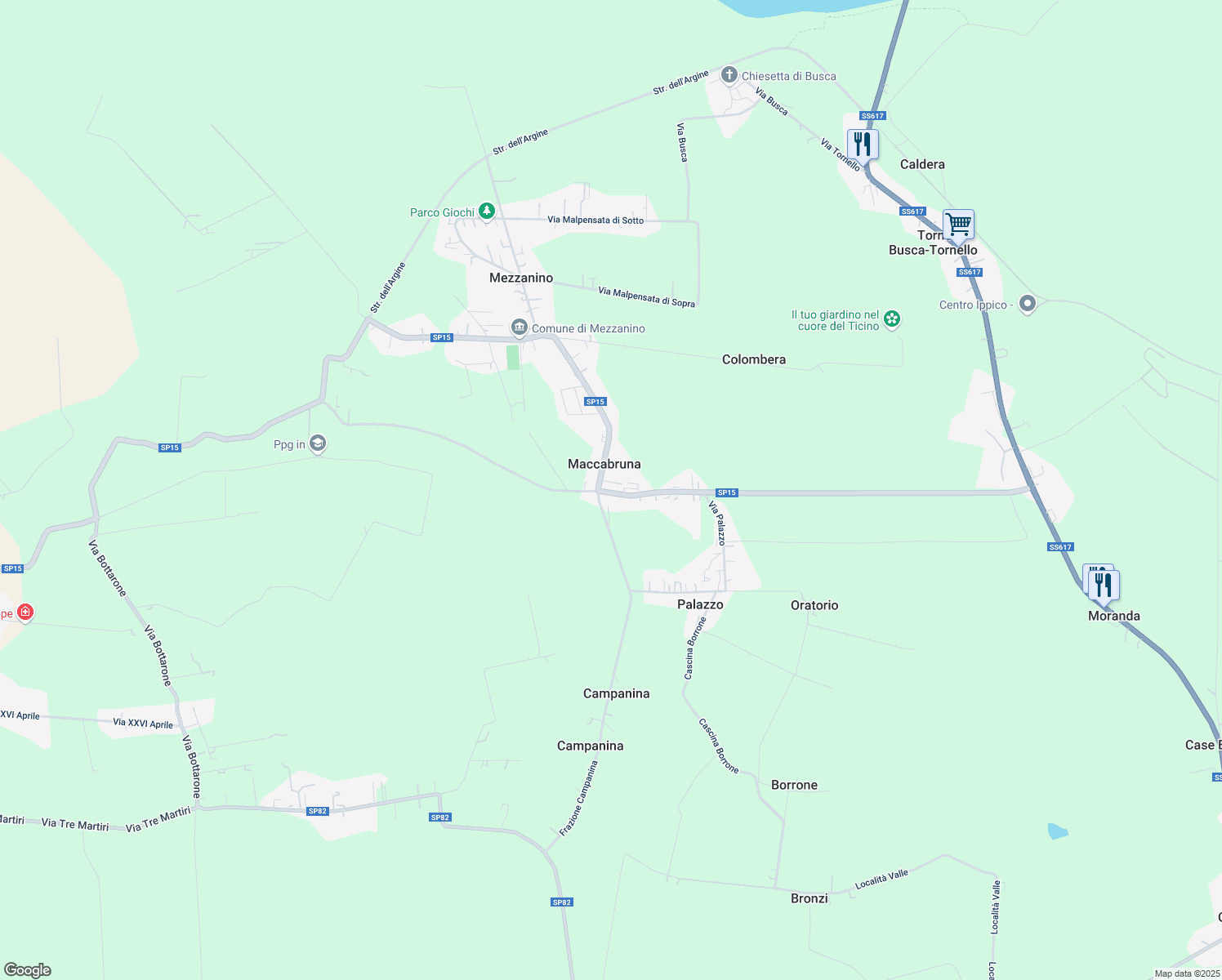 map of restaurants, bars, coffee shops, grocery stores, and more near 1 Via Palazzo in Mezzanino