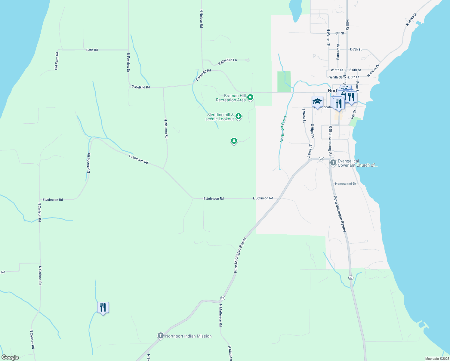 map of restaurants, bars, coffee shops, grocery stores, and more near in Northport