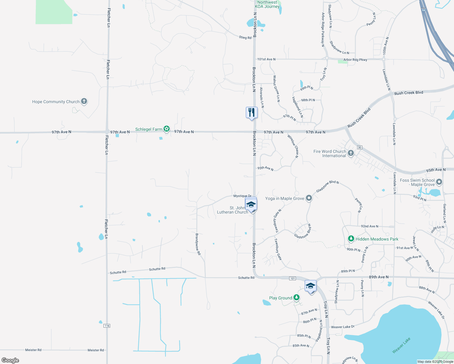 map of restaurants, bars, coffee shops, grocery stores, and more near 19250 Mystique Drive in Corcoran