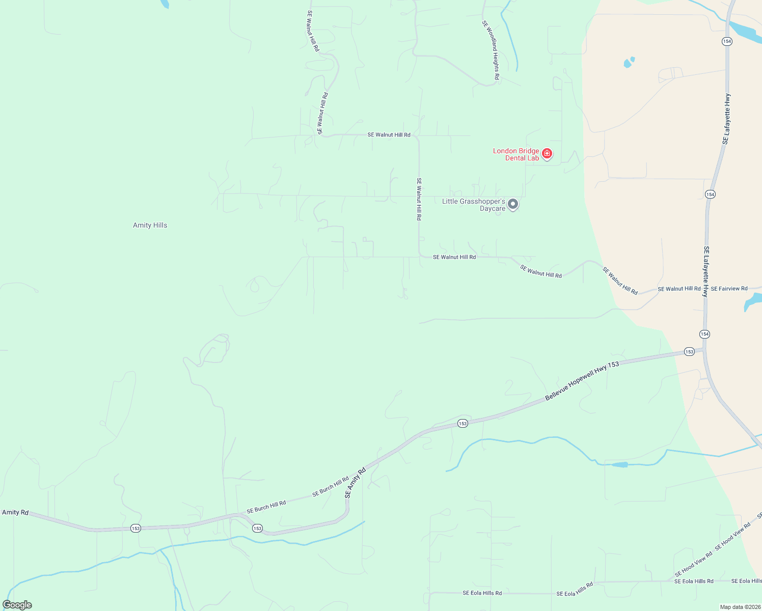 map of restaurants, bars, coffee shops, grocery stores, and more near 18250 Southeast Walnut Hill Road in Amity