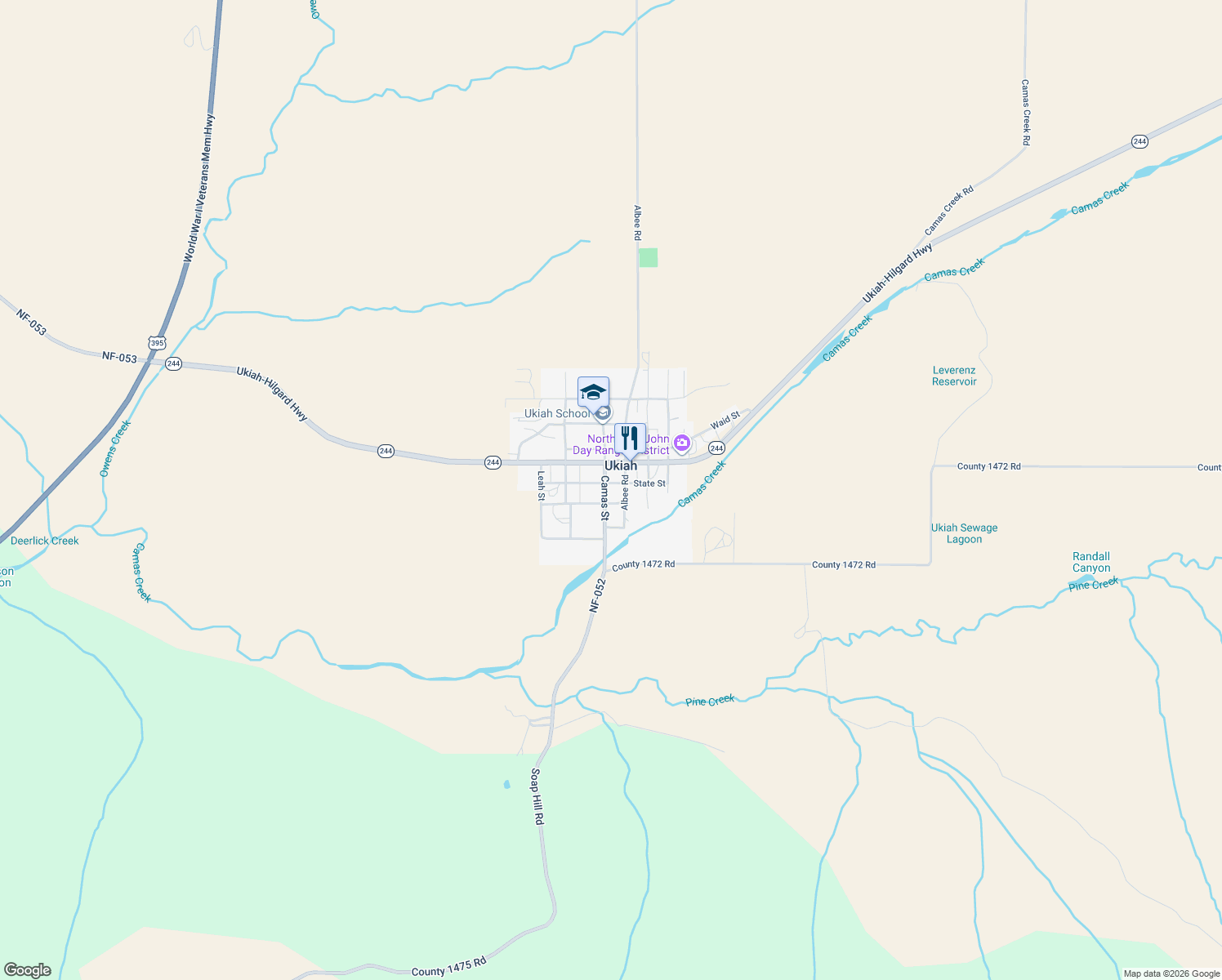 map of restaurants, bars, coffee shops, grocery stores, and more near 112 State Street in Ukiah