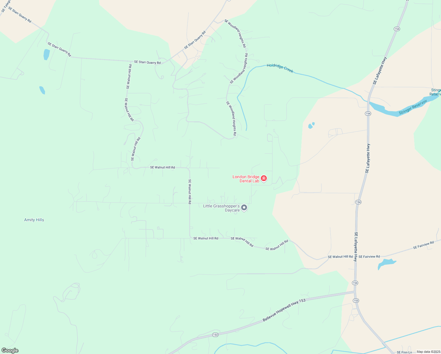 map of restaurants, bars, coffee shops, grocery stores, and more near 17019 Southeast Walnut Hill Road in Amity