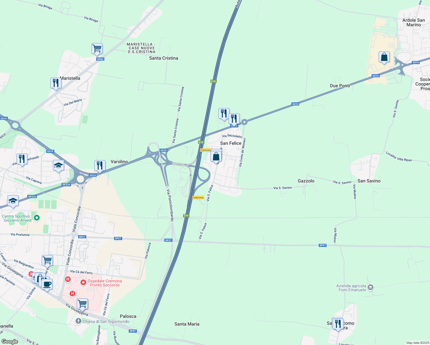 map of restaurants, bars, coffee shops, grocery stores, and more near 17 Via San Felice in San Felice