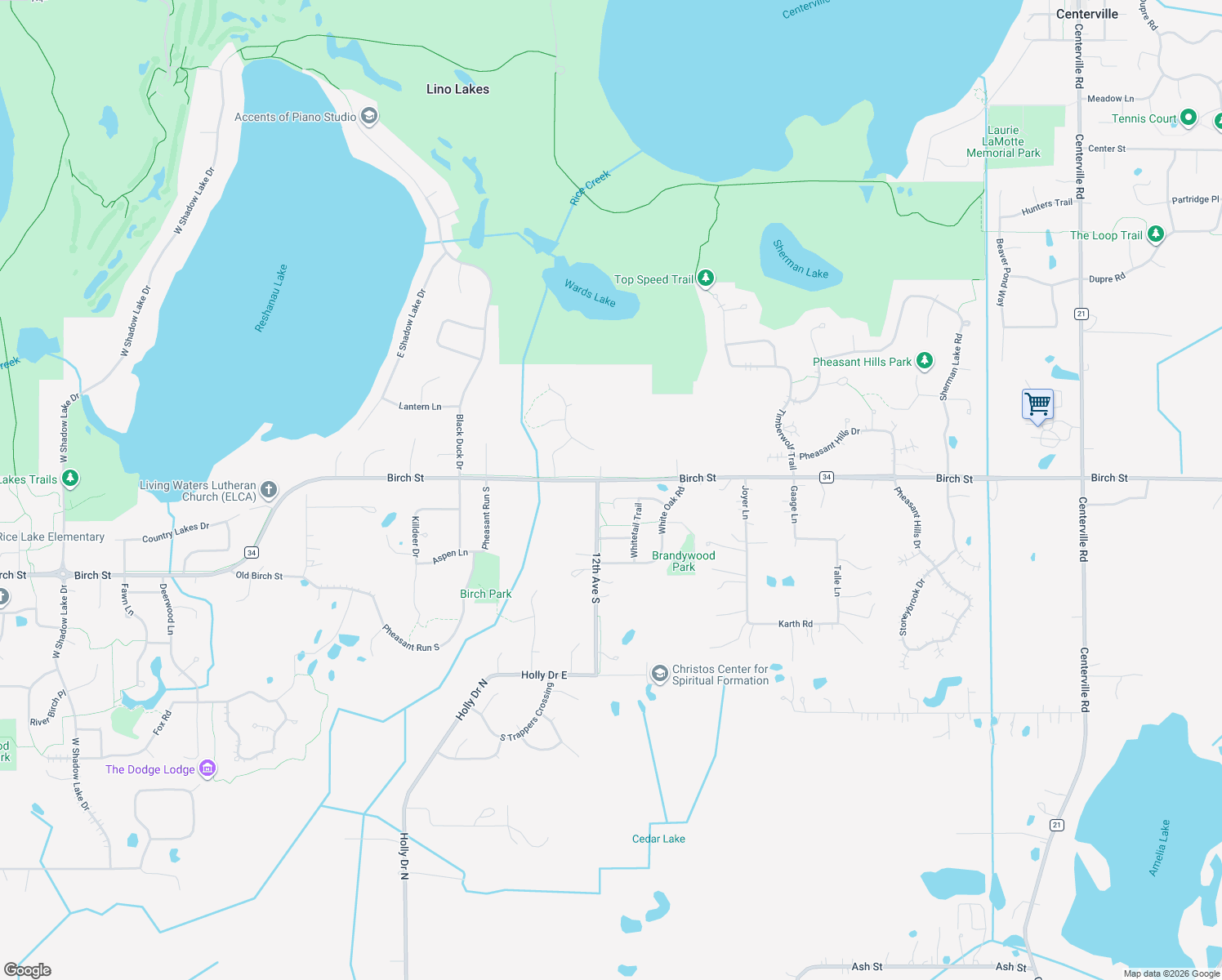 map of restaurants, bars, coffee shops, grocery stores, and more near 1211 Choke Cherry Road in Hugo