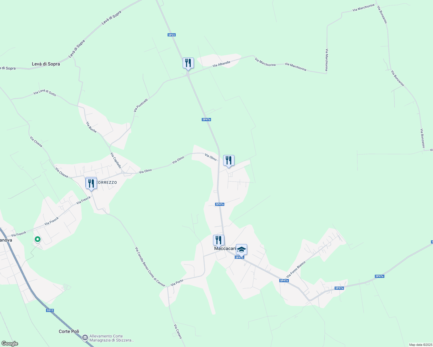 map of restaurants, bars, coffee shops, grocery stores, and more near in Maccacari