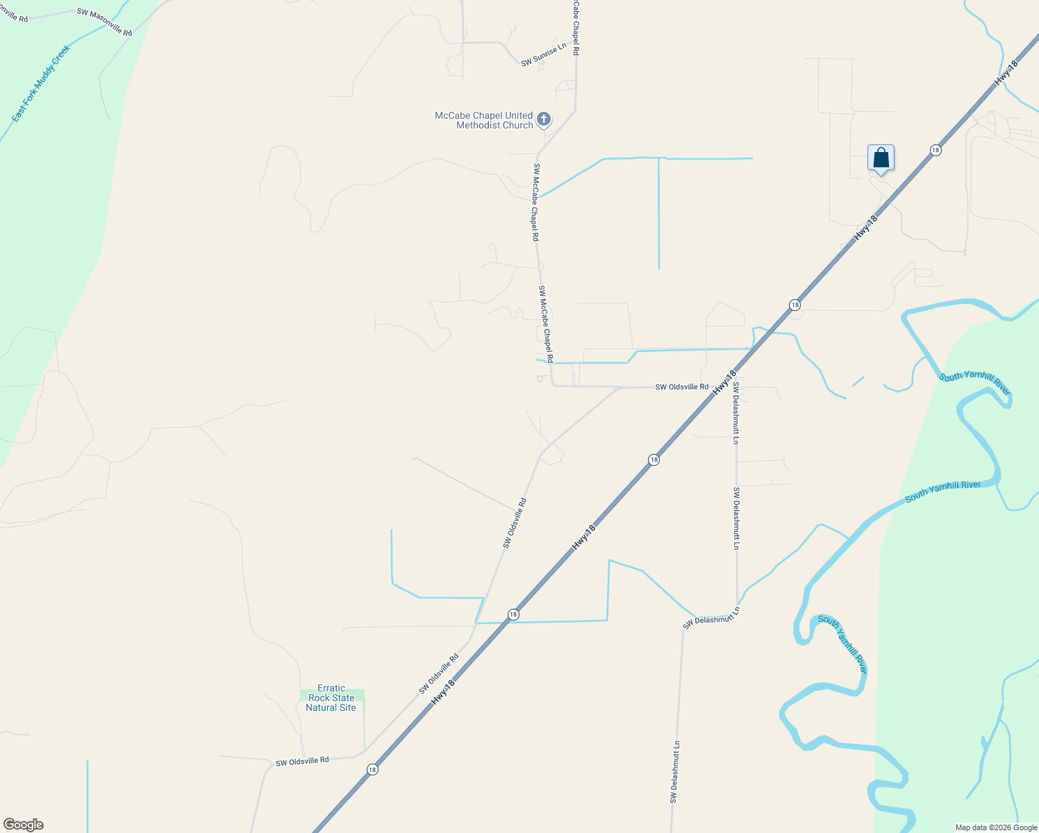 map of restaurants, bars, coffee shops, grocery stores, and more near 16200 Southwest Oldsville Road in McMinnville