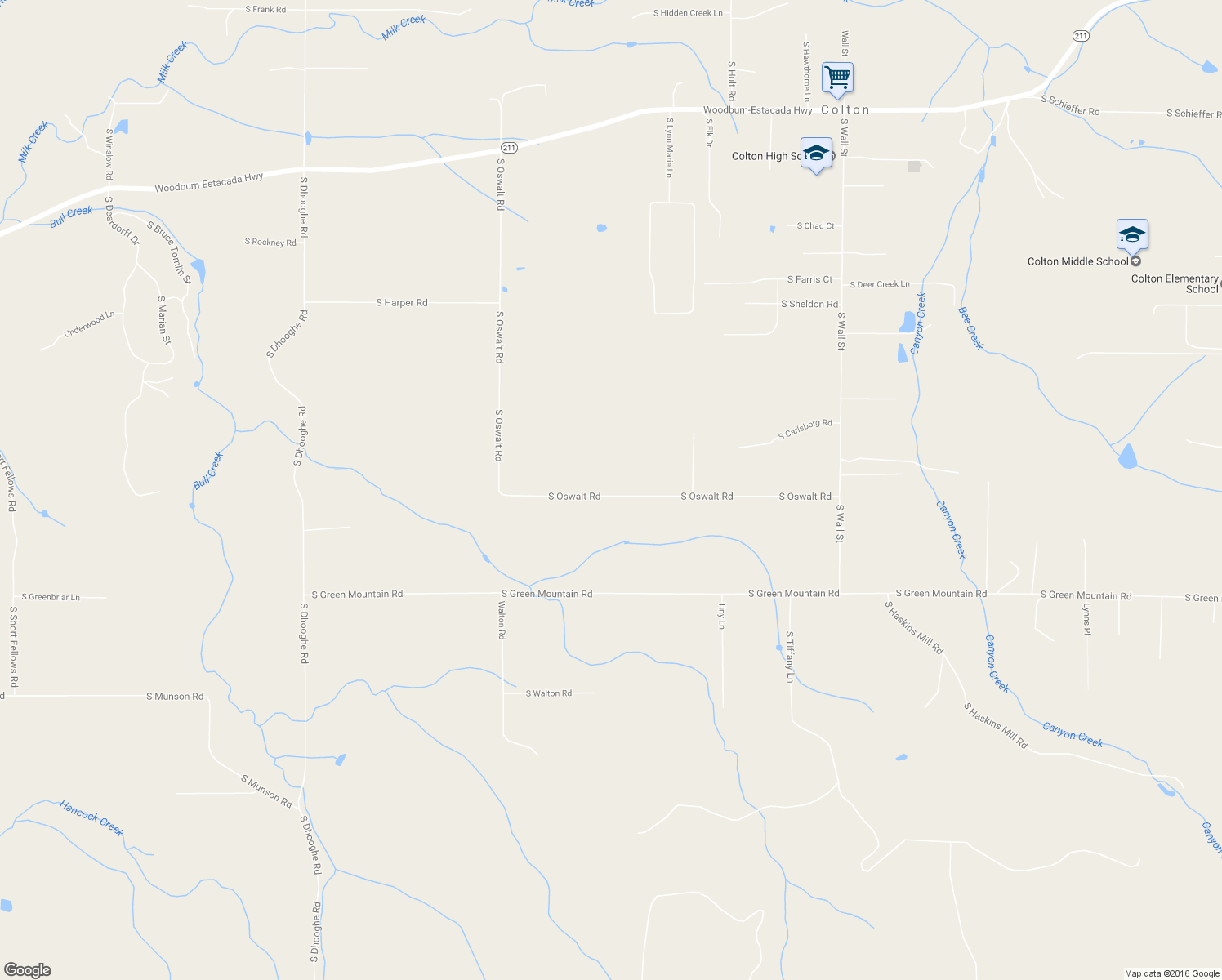 map of restaurants, bars, coffee shops, grocery stores, and more near 30806 South Oswalt Road in Colton