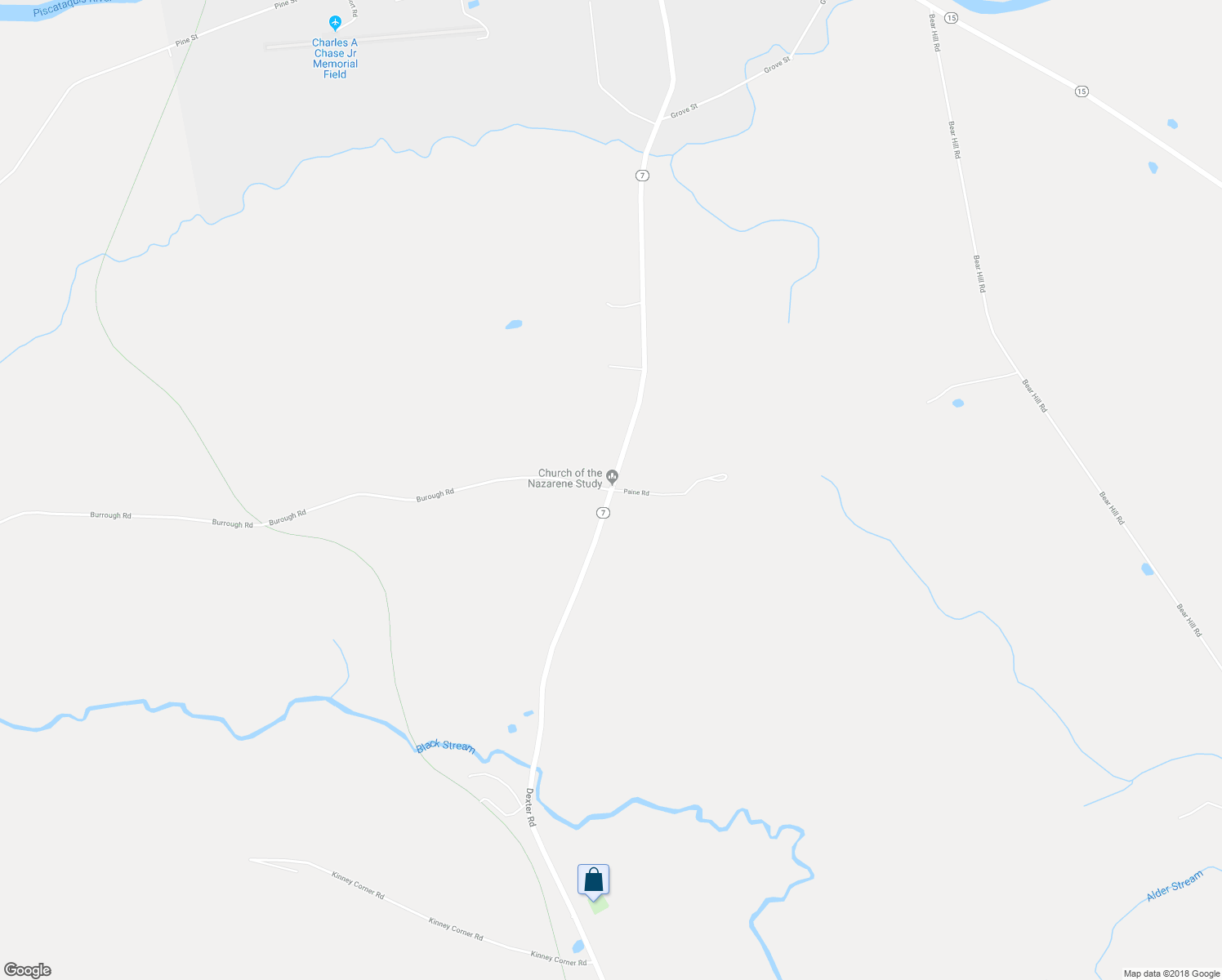 map of restaurants, bars, coffee shops, grocery stores, and more near 1261 Dexter Road in Dover-Foxcroft