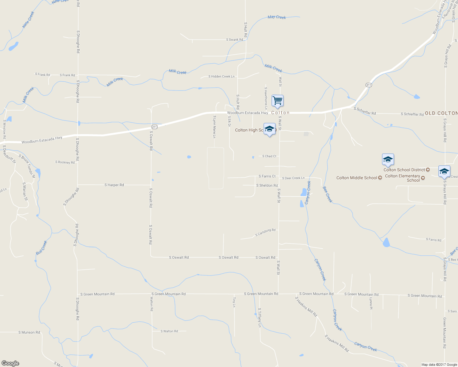map of restaurants, bars, coffee shops, grocery stores, and more near 20544 South Farris Court in Colton