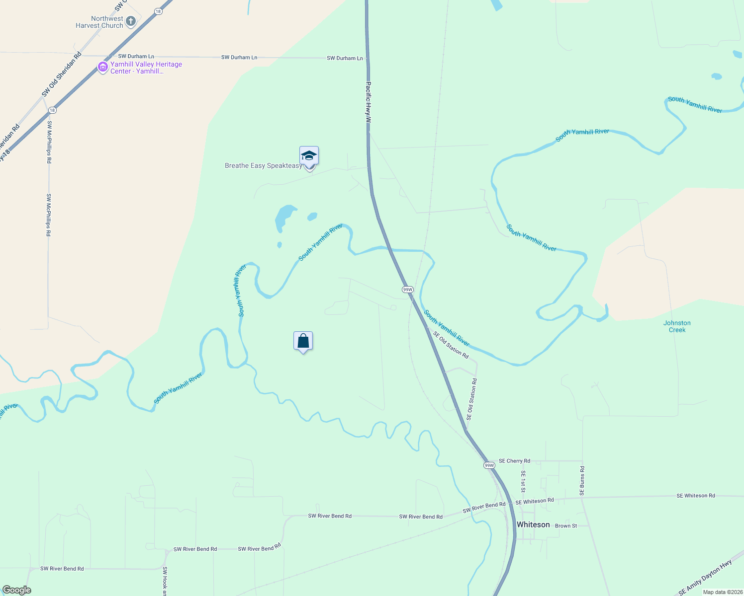 map of restaurants, bars, coffee shops, grocery stores, and more near 9101 Southwest Trestle View Lane in McMinnville