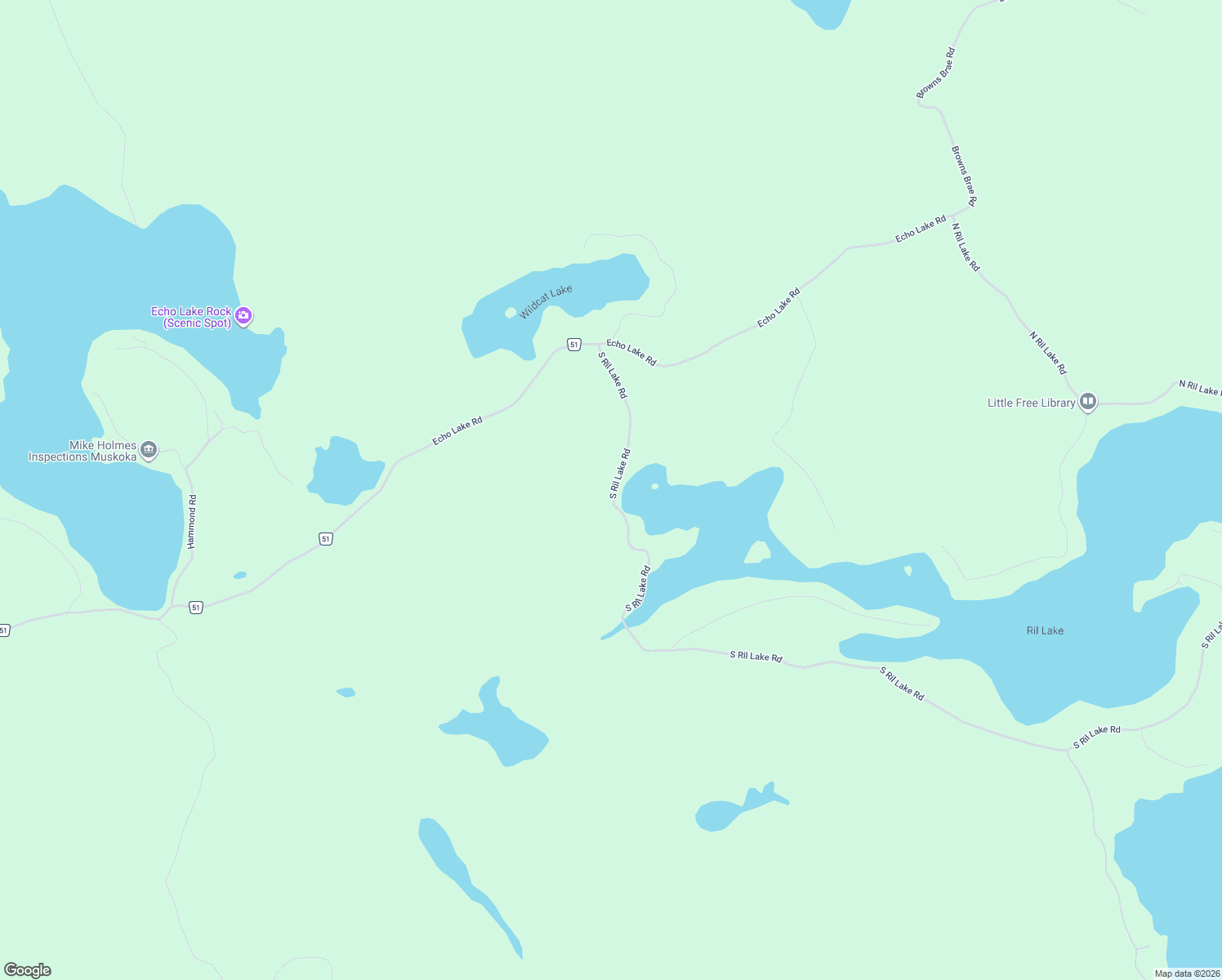 map of restaurants, bars, coffee shops, grocery stores, and more near 1040 South Ril Lake Road in Baysville