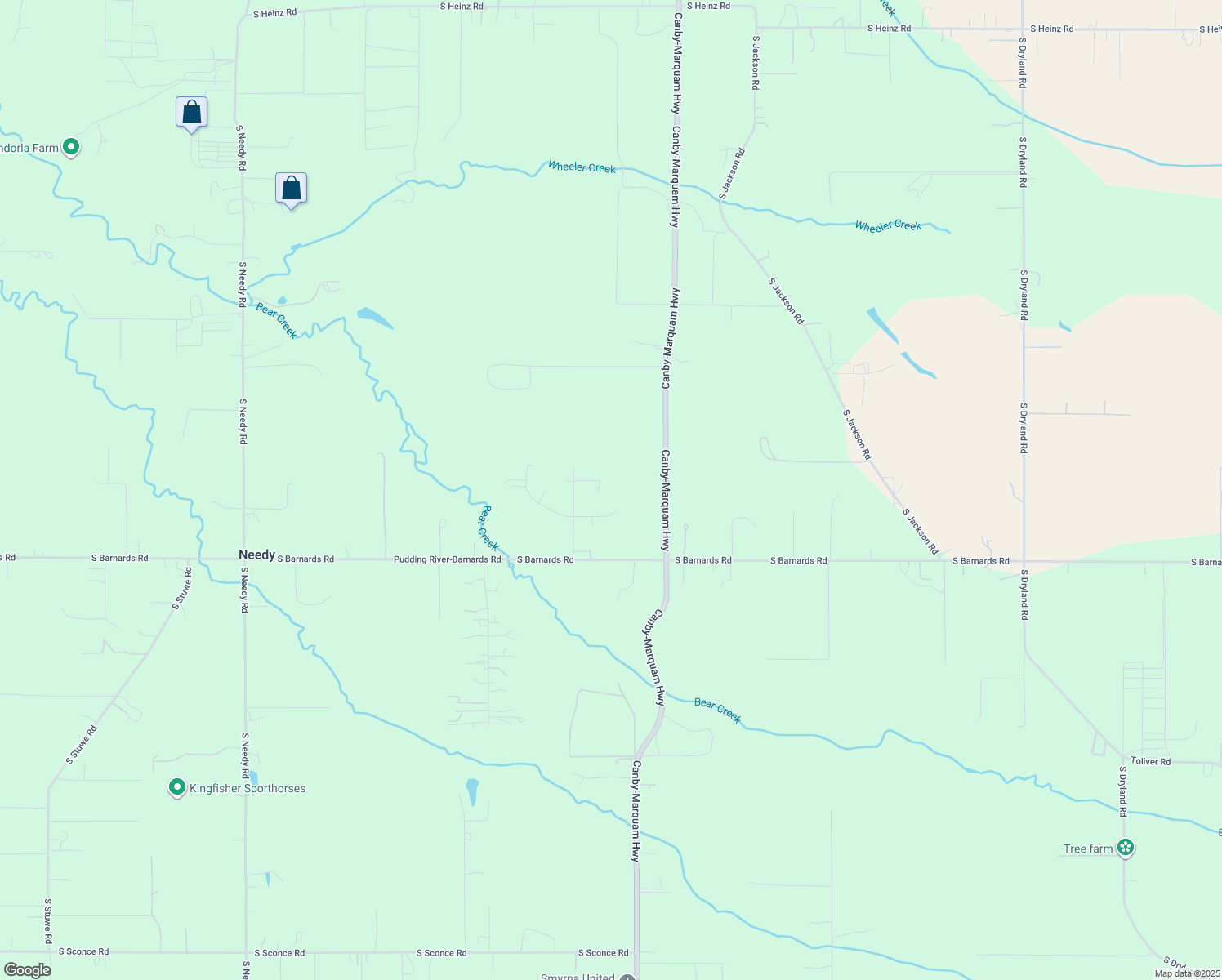 map of restaurants, bars, coffee shops, grocery stores, and more near 8960 South Black Bear Court in Canby
