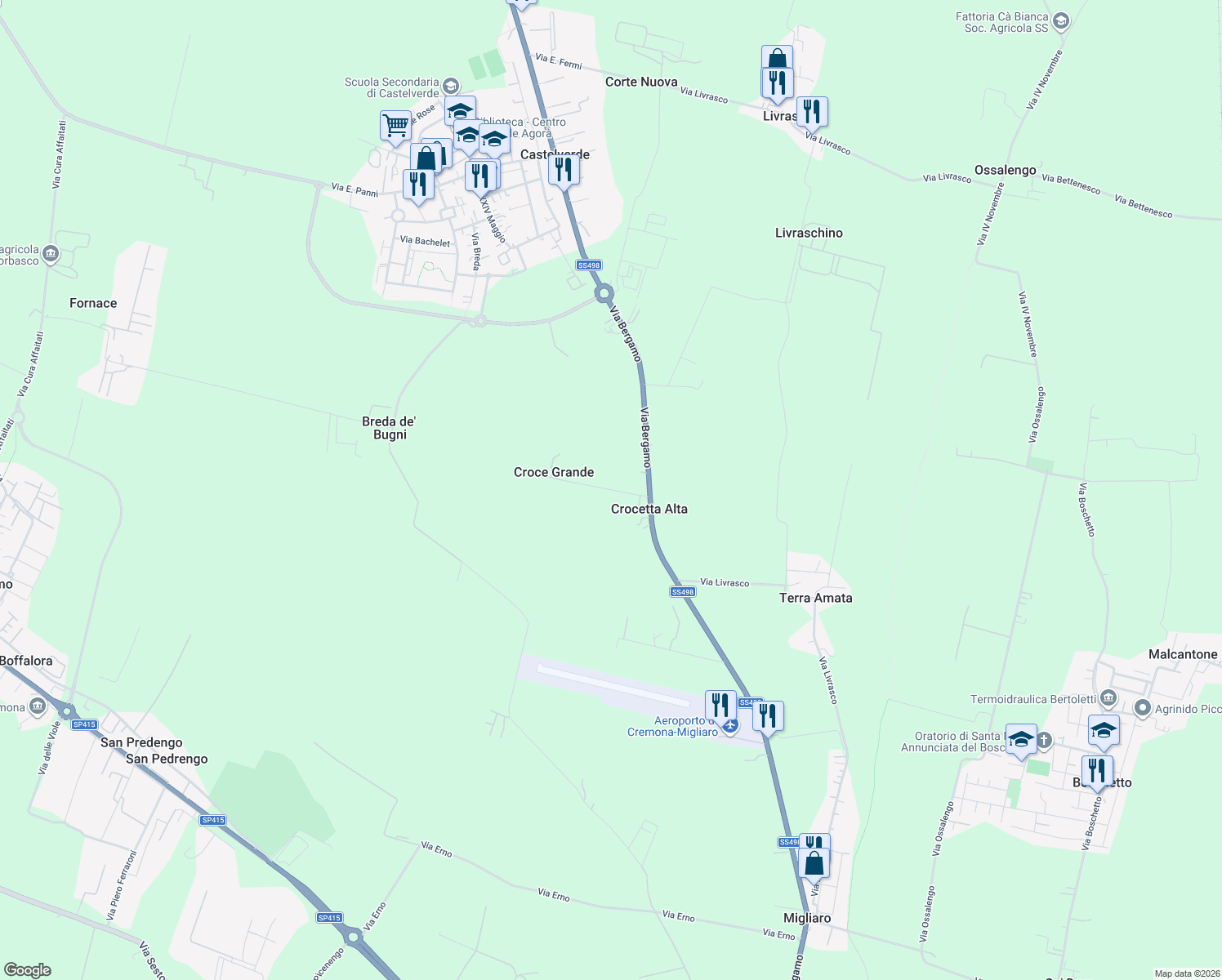 map of restaurants, bars, coffee shops, grocery stores, and more near 6 Via Croce Grande in Crocetta Alta